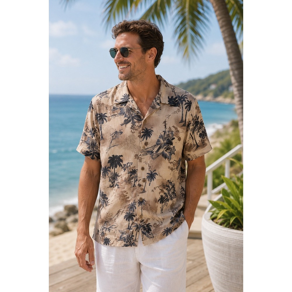 Joseph‎ & Feiss Coastal Resort Hawaiian Silk XL Shirt Dadcore Vacation Aloha